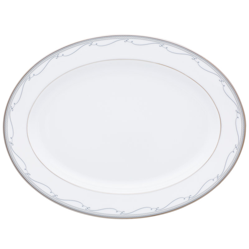 Noritake Satin Flourish Oval Platter, 11.5" W x 16" L x 1" H