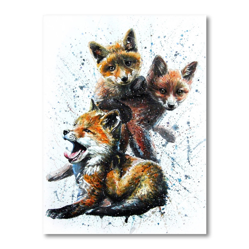 Petits renards - peinture, H 32 po x l 16 po x P 1 po, Toile tendue