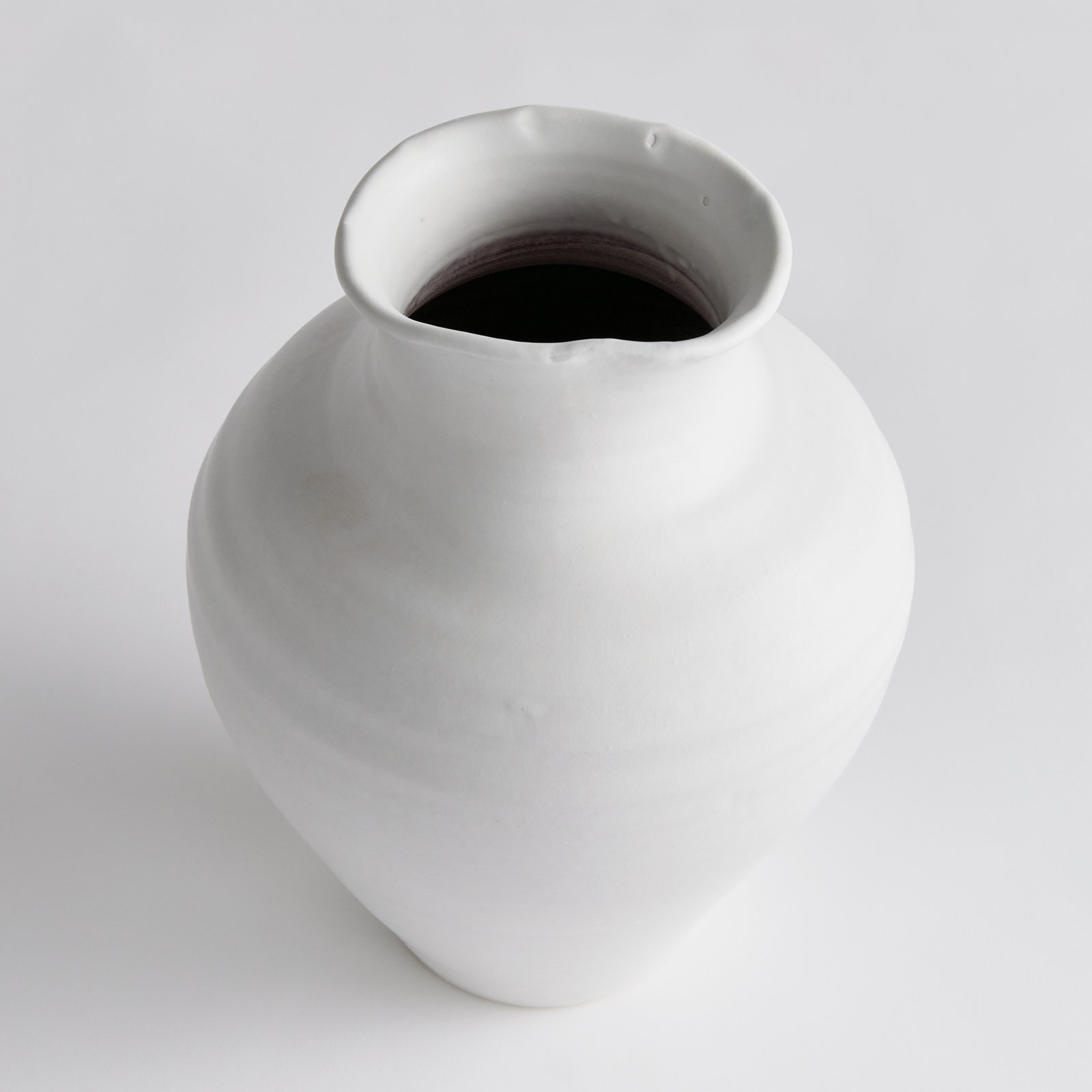 Ambretta Handmade Terracotta Table Vase, White, 14" H x 10.50" W x 10.50" D