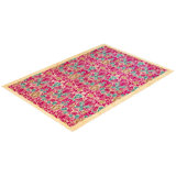 Tapis unique rose / bleu sarcelle noué à la main 6 pi 2 po x 9 pi Trione Arts & Crafts