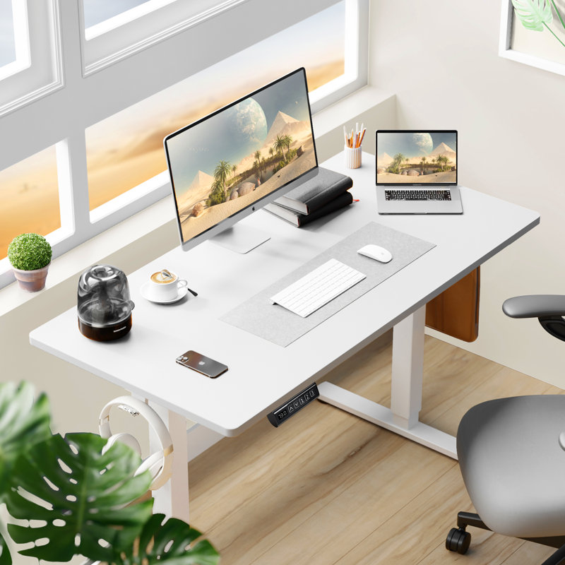 Bureaux à hauteur ajustable Ovidia, Blanc, H 46,46 po x l 40 po x P 23,62 po