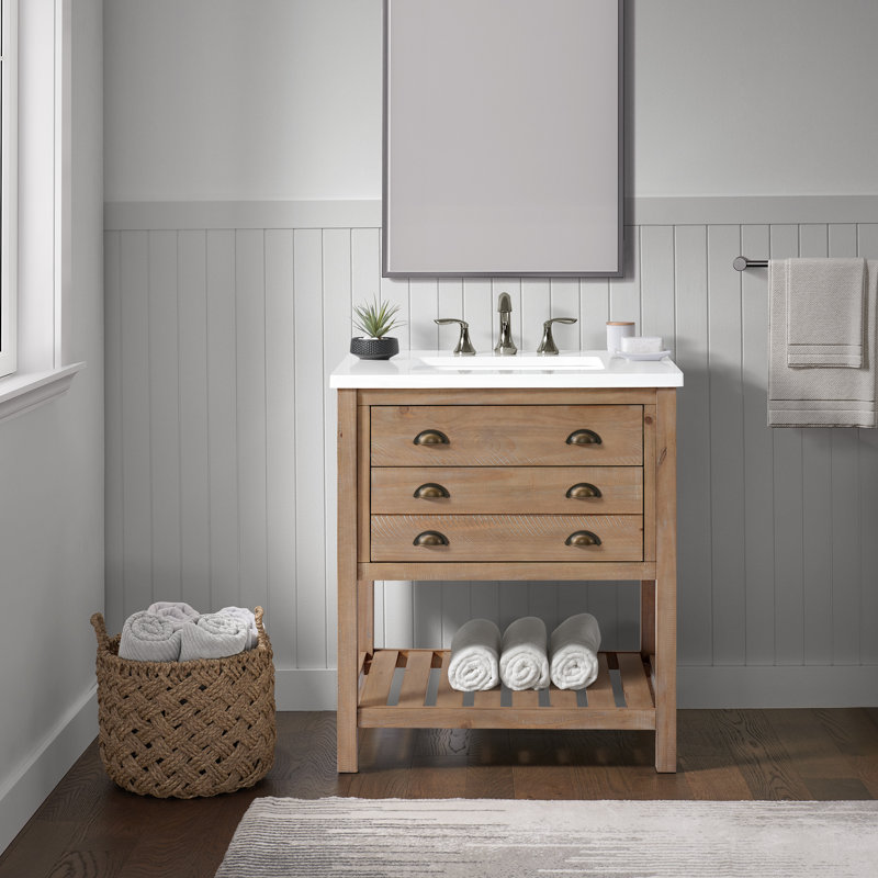 Grigg 31'' Free Standing Single Bathroom Vanity with Cultured Marble Top