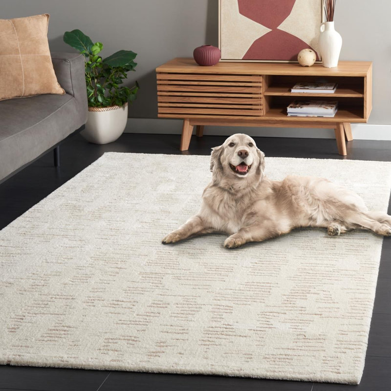 Alurd Machine Woven Ivory/Beige Rug, Rectangle 91 x 152cm