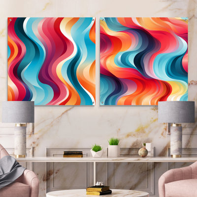 Cina - Abstract Shapes Acrylic Wall Art Glass Set Of 2