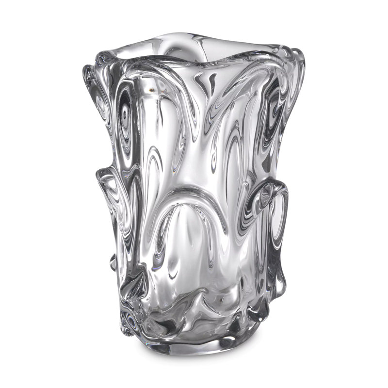 Aila Handmade Glass Table Vase, 12.1254'' H x 7.87'' W x 7.87'' D, Clear