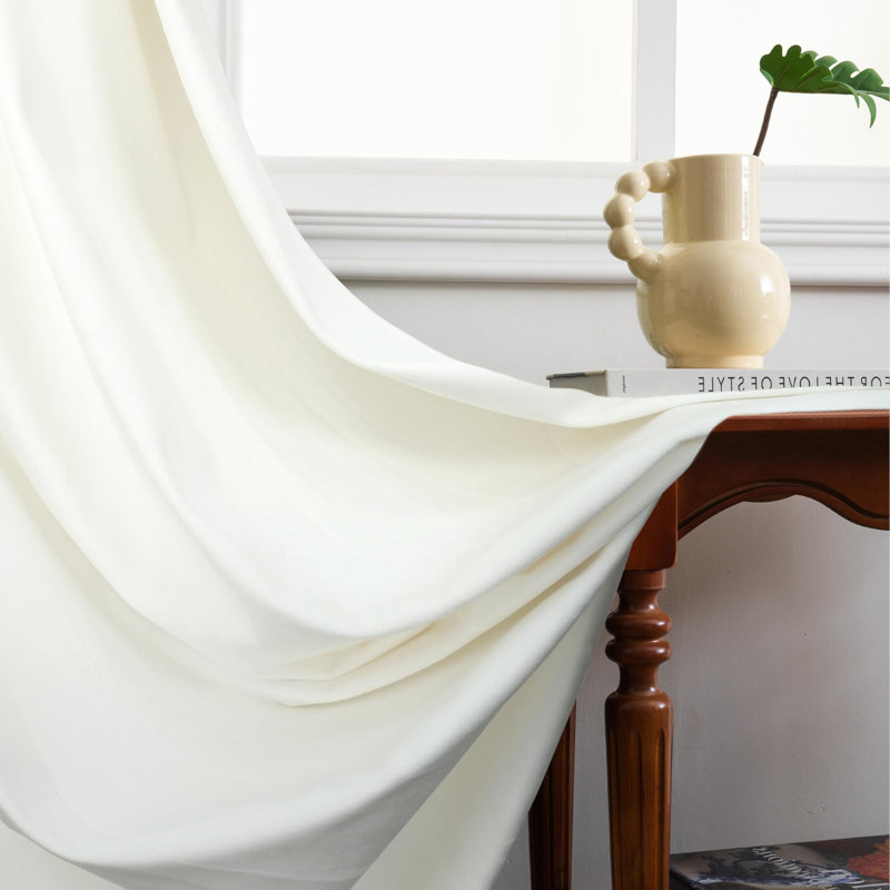 Dessy Velvet  Curtains 2 Panel Set Super Soft luxury Rod Pocket Back Tab Curtains, 52" W x 96" L, Camel Beige