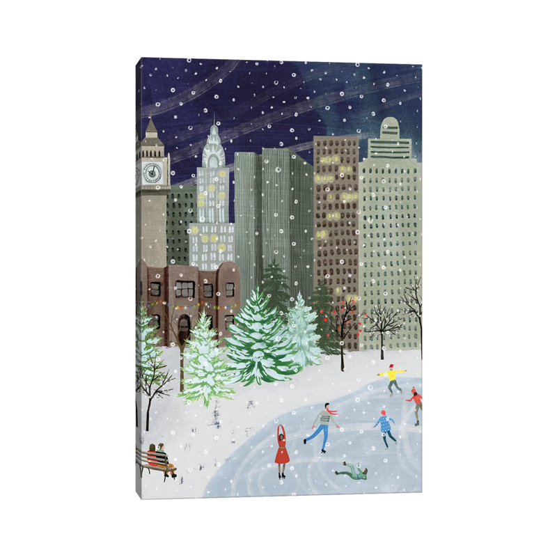 «Christmas in the City I» par Grace Popp - impression d'art graphique, Pas de tapis, Toile tendue, H 18 po x l 12 po x 1,5 po