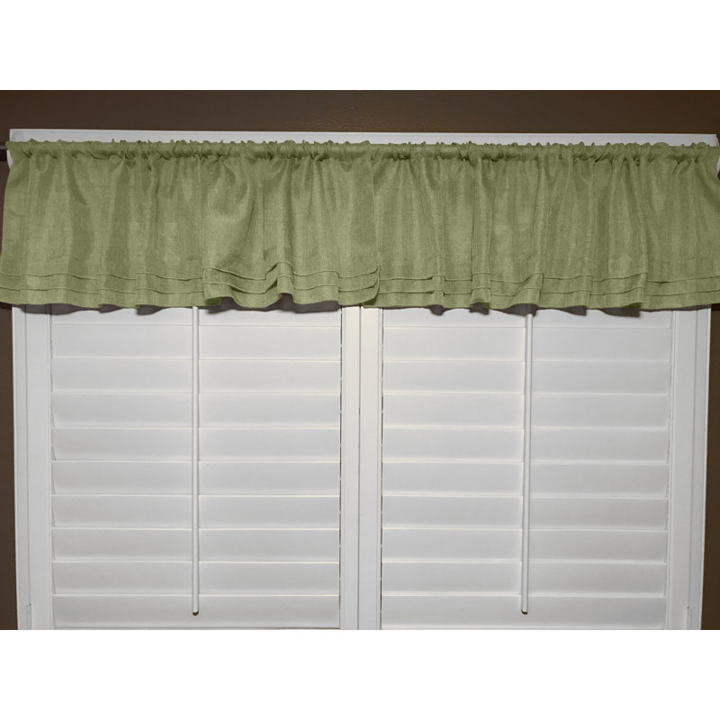 Piaf Solid Color Tailored 58'' Window Valance, Green/Silver