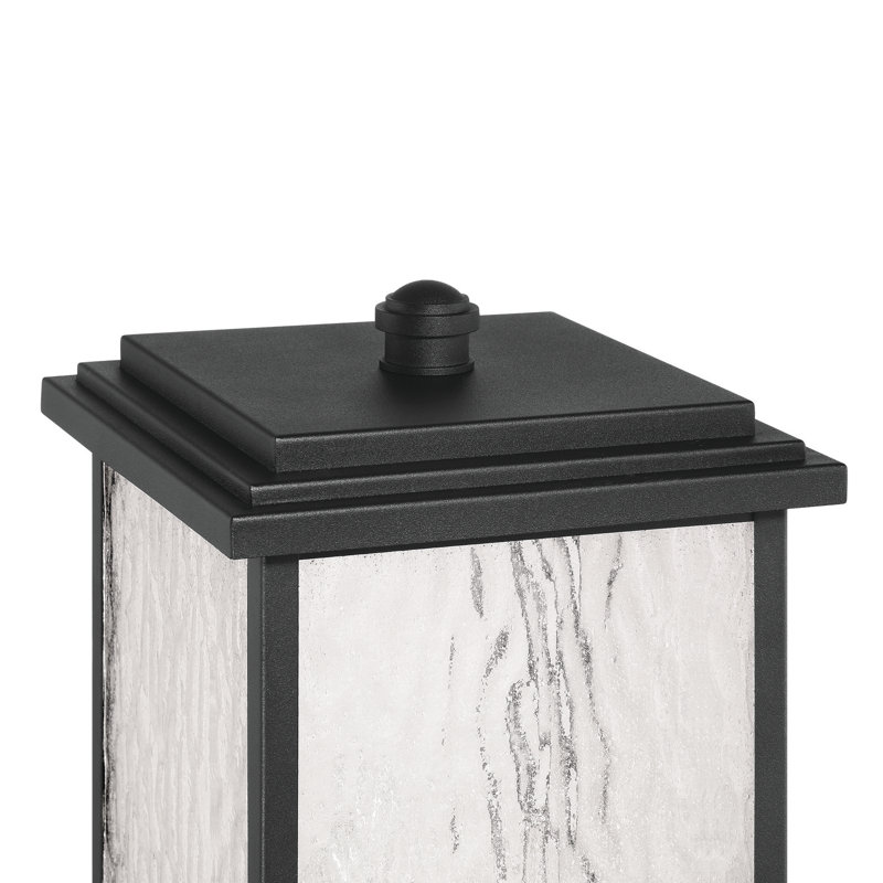 Riam - Lampadaire d'extérieur 3 lumières - Noir avec accent laiton - Abat-jour verrerie pluie
