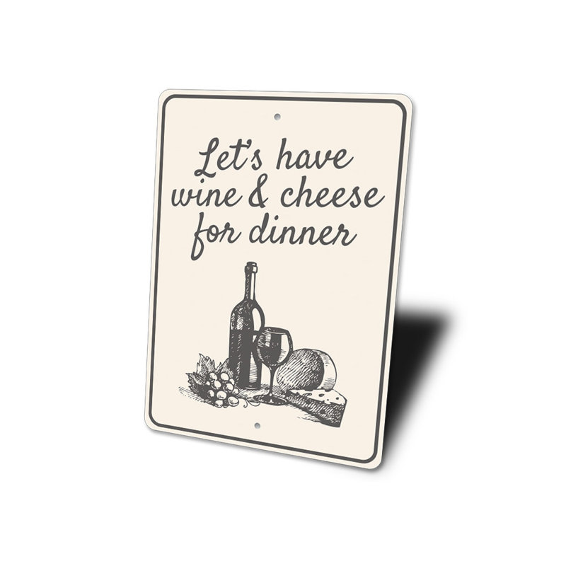 Wine & Cheese Sign, 18" H x 12" W x 0.06" D