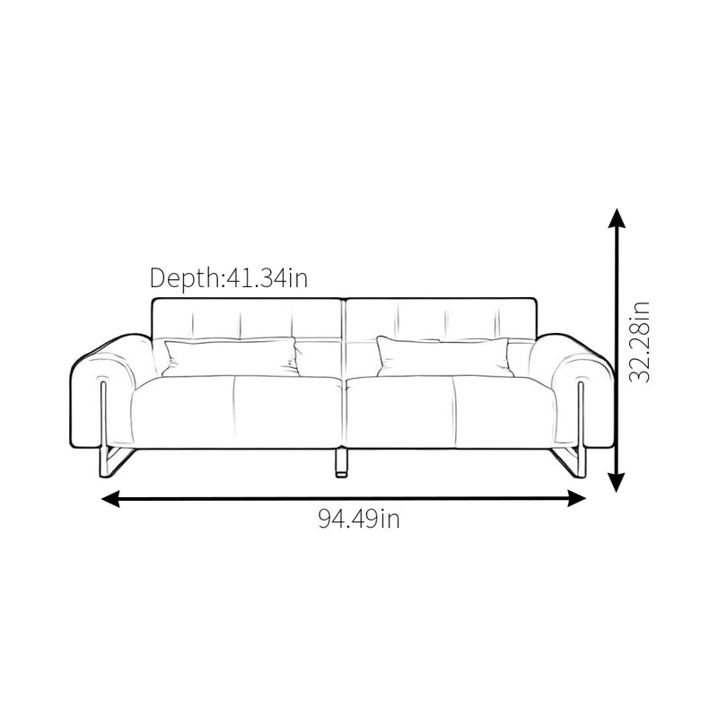 Canapé rétro noir, H 32,28 po x l 94,49 po x P 41,35 po, 2