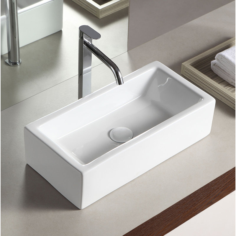 Lavabo de salle de bain rectangulaire en porcelaine vitrifiée Randolph