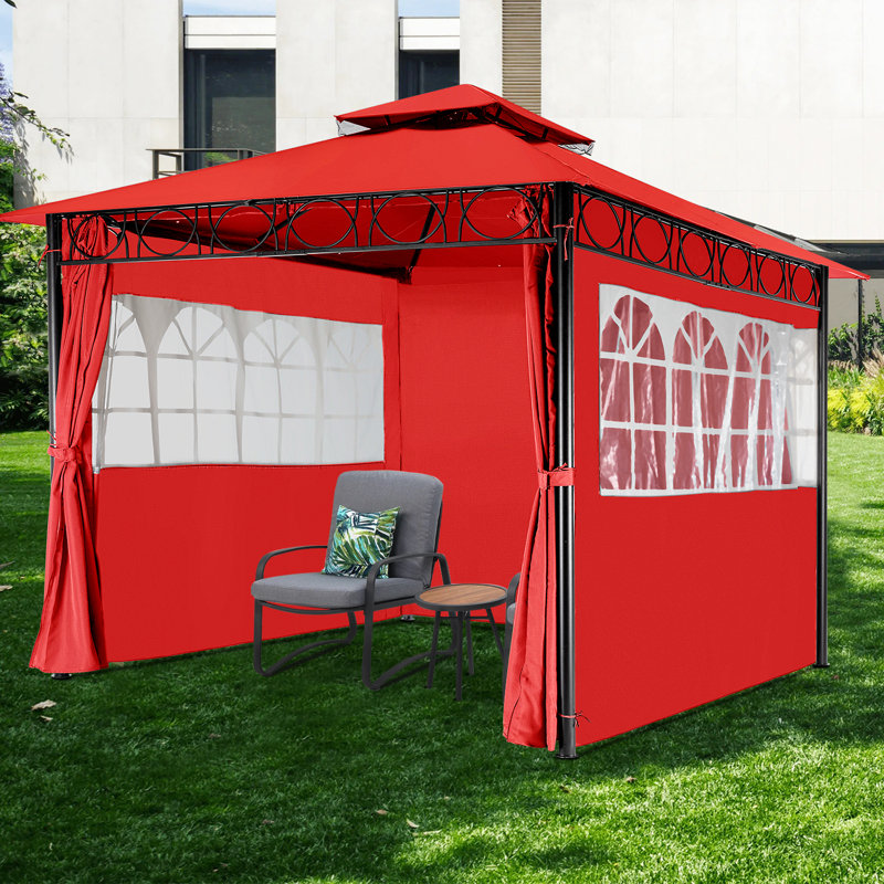 Red 10'x10' Alloy Steel Rectangular Gazebo Canopy Tent
