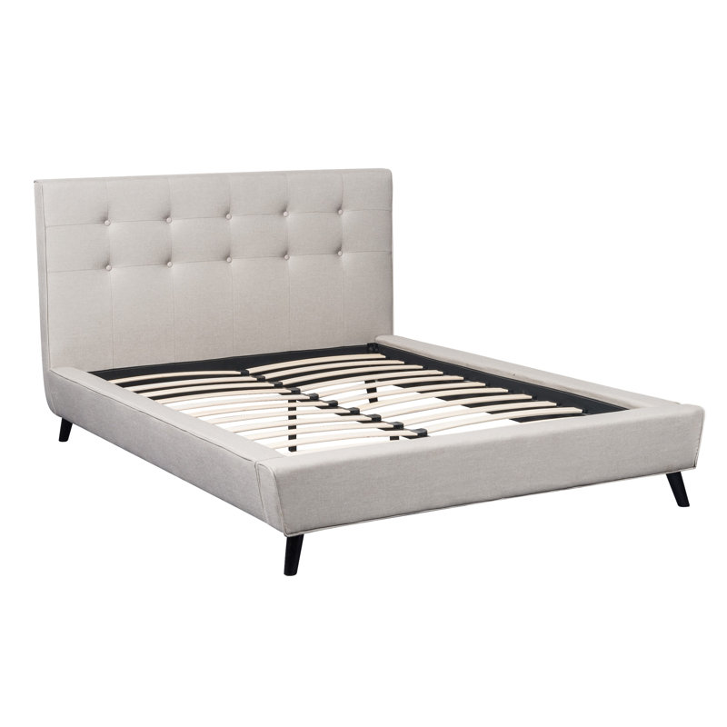 Upholstered Platform Bed, Full, Beige