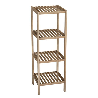 4-Tier Bamboo Storage Shelf – Multifunctional Slatted Rack for Bathroom, Kitchen, Bedroom, Entryway, or Balcony