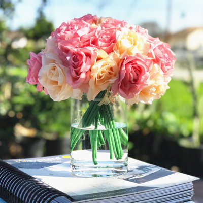 Silk Roses Arrangement in Vase