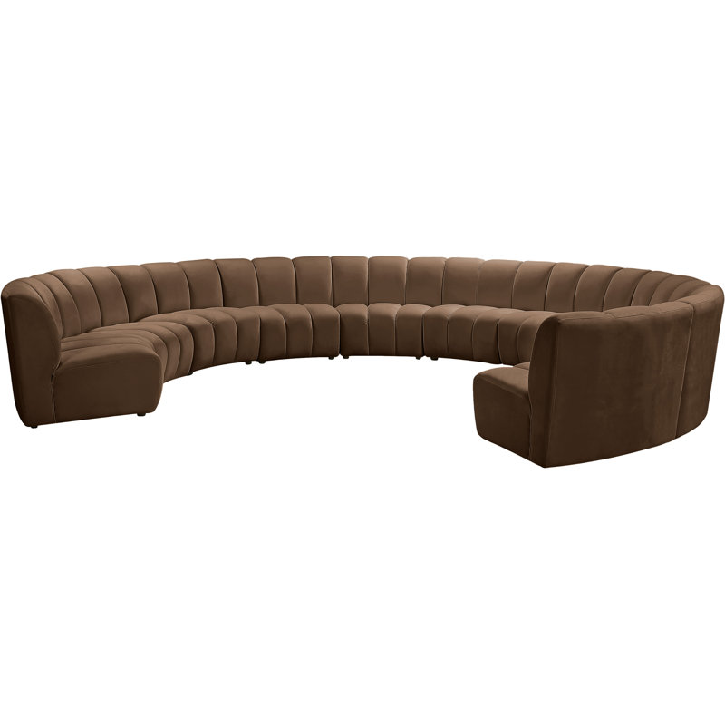 Canapé modulaire en velours Infinity, Velours brun, 10 pièces