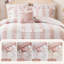 Ensemble de literie rose pour lit double/queen, couette à volants en microfibre, style toile de Jouy