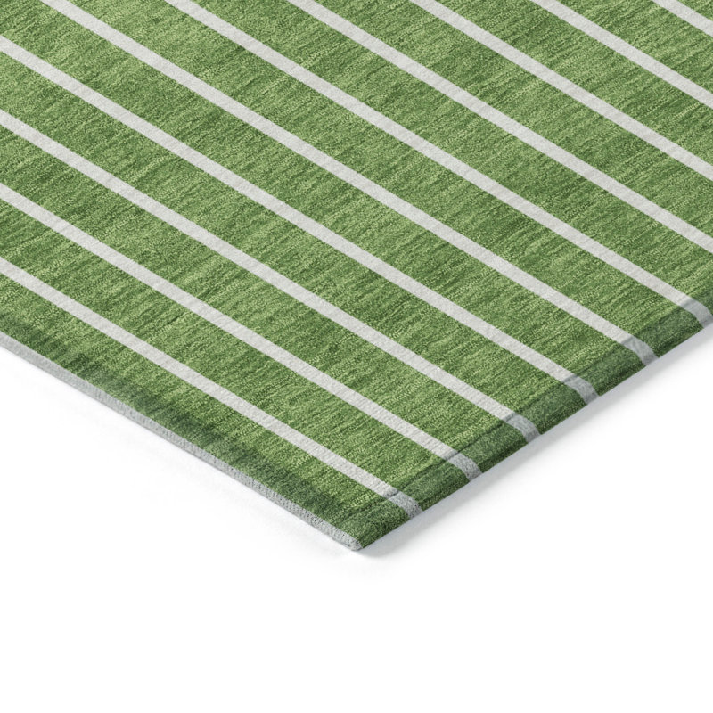 Tapis intérieur lavable rayé vert 10 pi x 14 pi