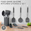 Ensemble de 15 ustensiles de cuisine en silicone, acier inoxydable, résistant à la chaleur antiadhésif, gris