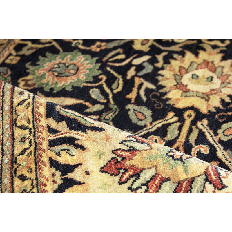 Tapis bleu et rouge noué à la main de haute qualité