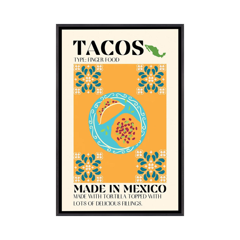 Tacos - reproduction d'art mural - toile encadrée, Noir patiné, H 40 po x l 26 po