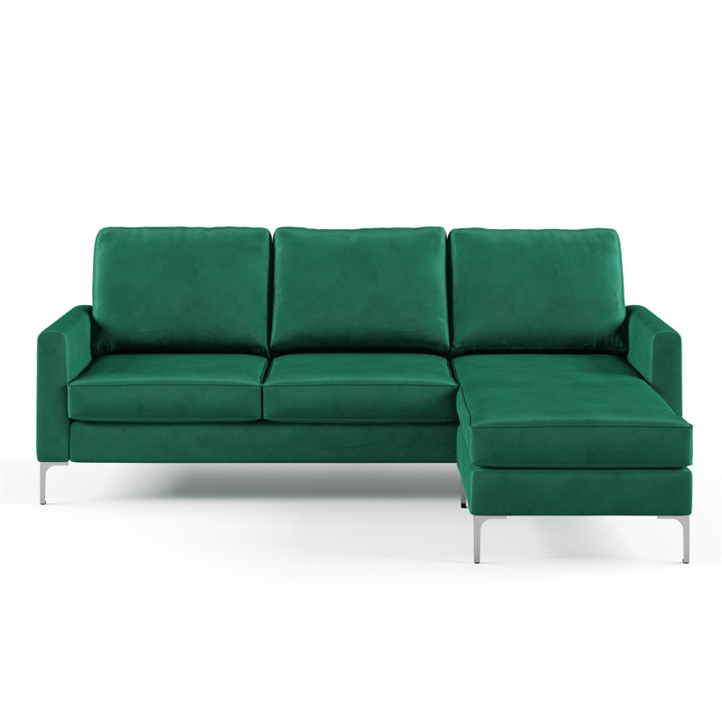 Eyler 4 Seater Velvet Sofa, Green