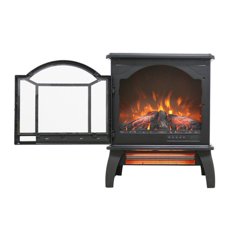 3D Flame Electric Infrared Quartz Fireplace Stove with Remote Control, Portable and Safe for Home Use