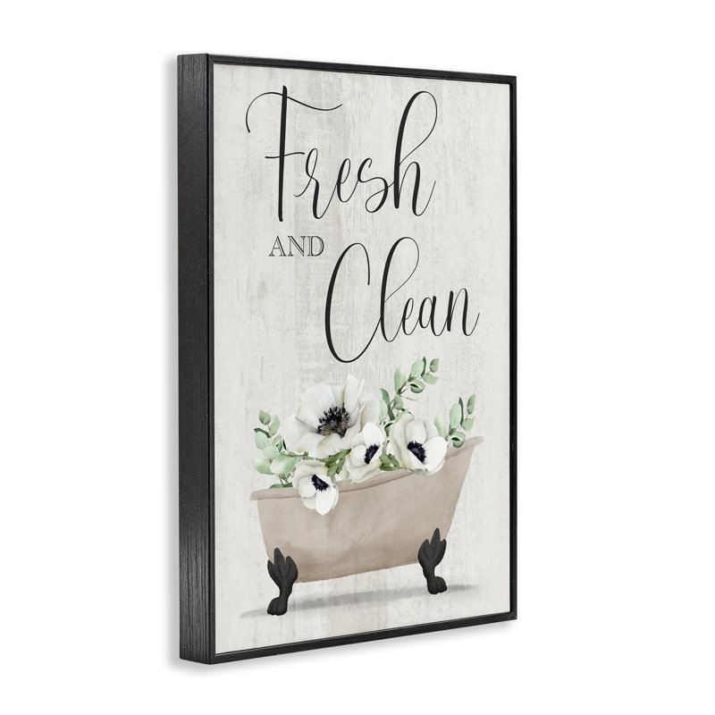 «Fresh & Clean Poppy Tub», art de la giclée encadrée par Marcus Prime bk-134, H 18 po x l 12 po, Giclée encadrée noir minuit