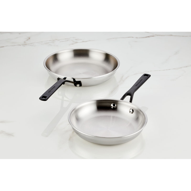 Ensemble de poêles à frire en acier inoxydable 5 pièces KitchenAid, 2 pièces, en acier inoxydable poli
