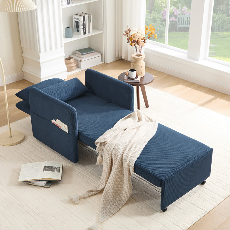 87''W 3-In-1 Convertible Sleeper Chair Bed, 3-Section Extra Length Adjustable Backrest  With 2 Cushions & Storage Bag
