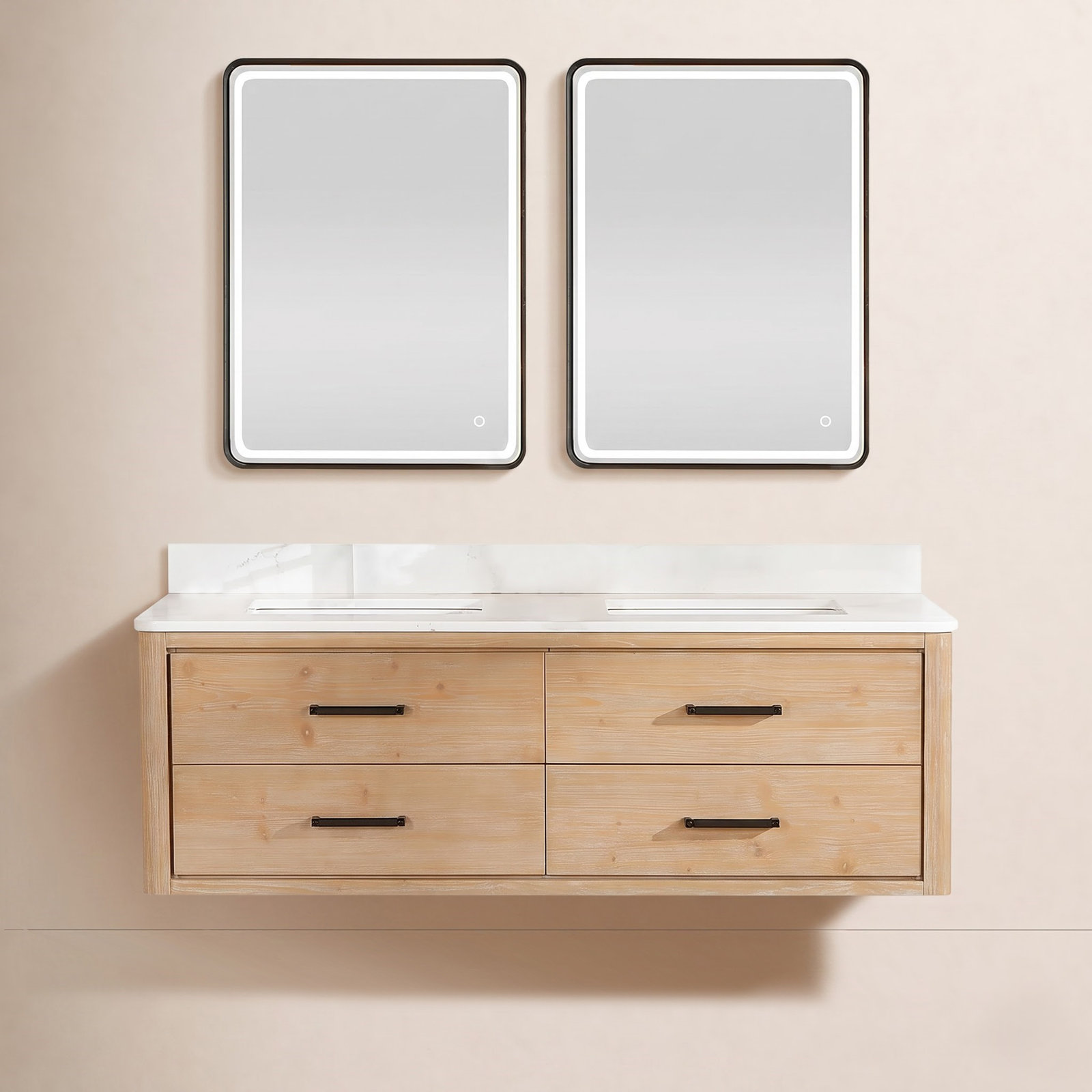 Cristo 60'' Double Bathroom Vanity, Fir Wood Brown