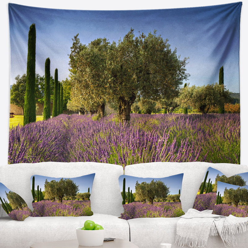 Tapisserie floral magnifique lavande et oliviers, H 32 po x l 39 po
