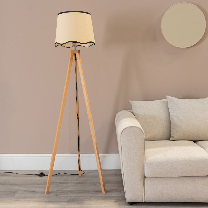 Hazen 153 H cm Tripod Floor Lamp, No, Natural/Black, Natural