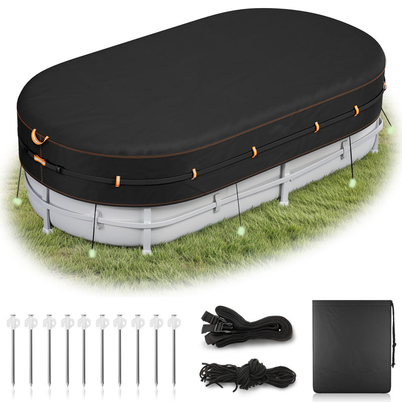 Housse de piscine ovale pour piscine hors terre (couverture seulement), H 15,75 po x l 232 po x P 153 po