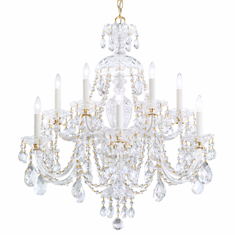 Sterling 12 - Light Glass Chandelier, Silver, Chinese (K9), 120 V