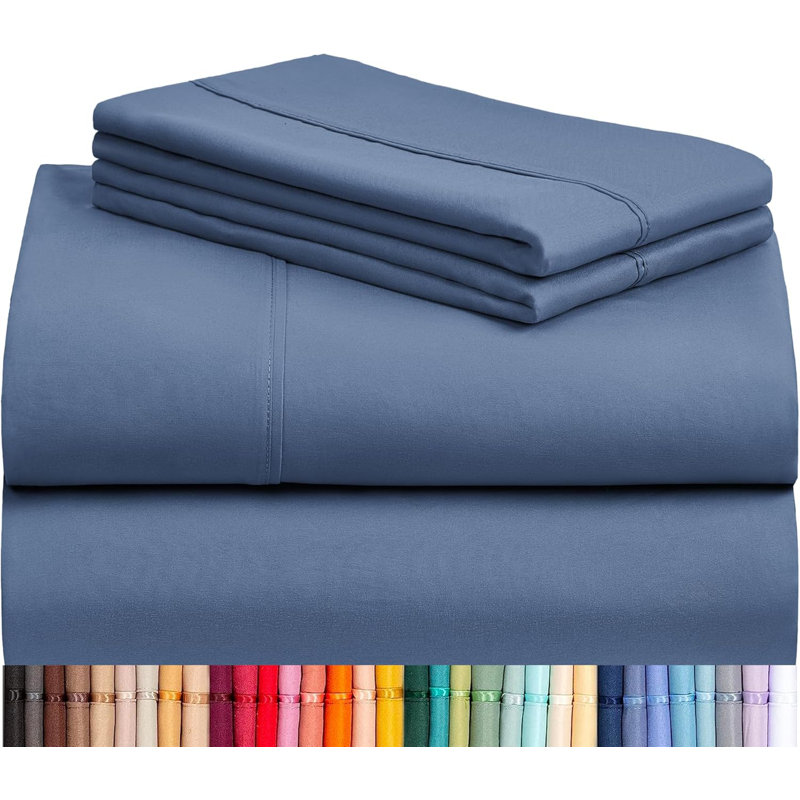 Luxclub 4 PC Oxford California King Silky Soft Cooling Extra Deep Pocket Performance Sheet Set, Oxford