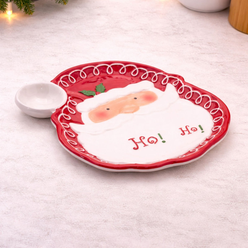 Ensemble de 2 assiettes en céramique «Ho Ho Ho» Santa