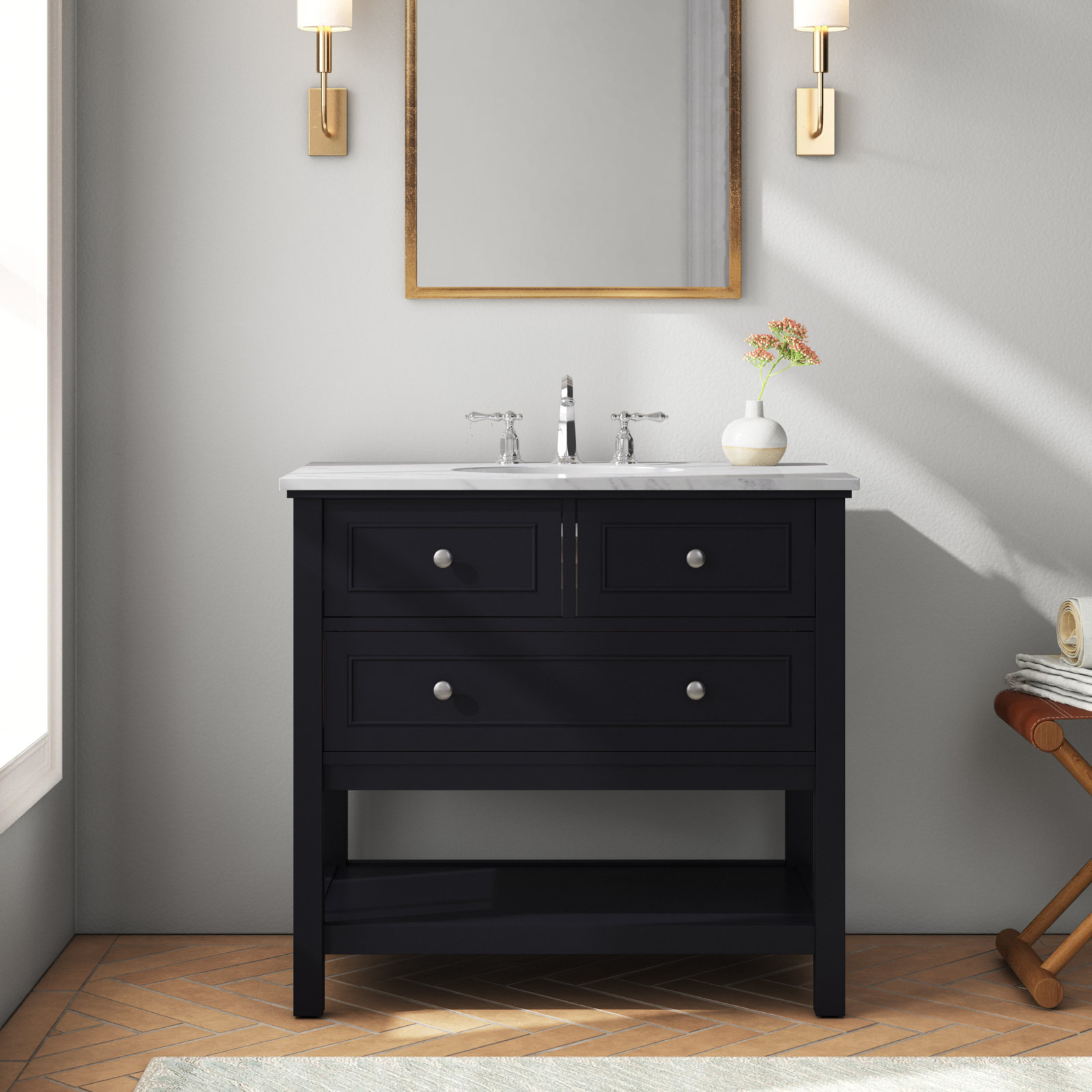 Bonsai 36" Single Sink Bathroom Vanity , Black