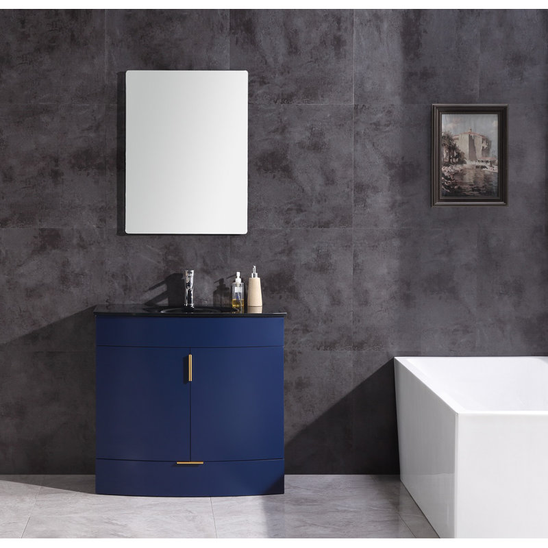 Ensemble de meuble-lavabo simple 36 po Boettcher, Bleu