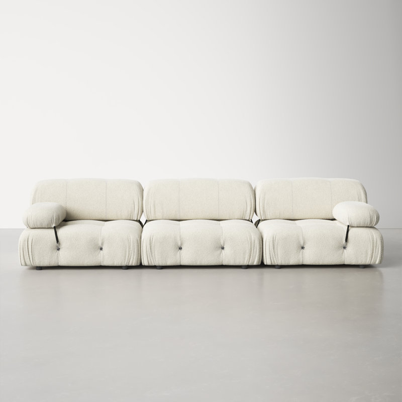 Mio 108'' Velvet Sofa, Ivory