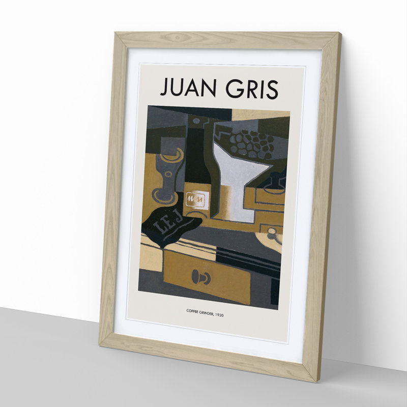 The Moulin Cafe by Juan Gris - Picture Frame Painting, 65cm H x 48cm W x 2cm D, Oak Framed