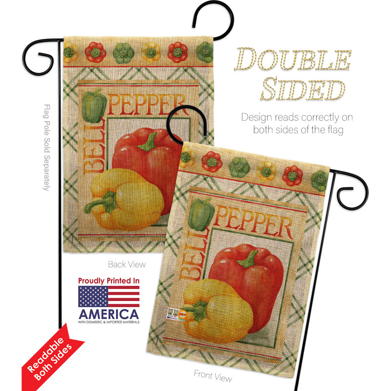 En toile jute 2 faces 18,5 x 13 po "bell poivre food" drapeau de jardin