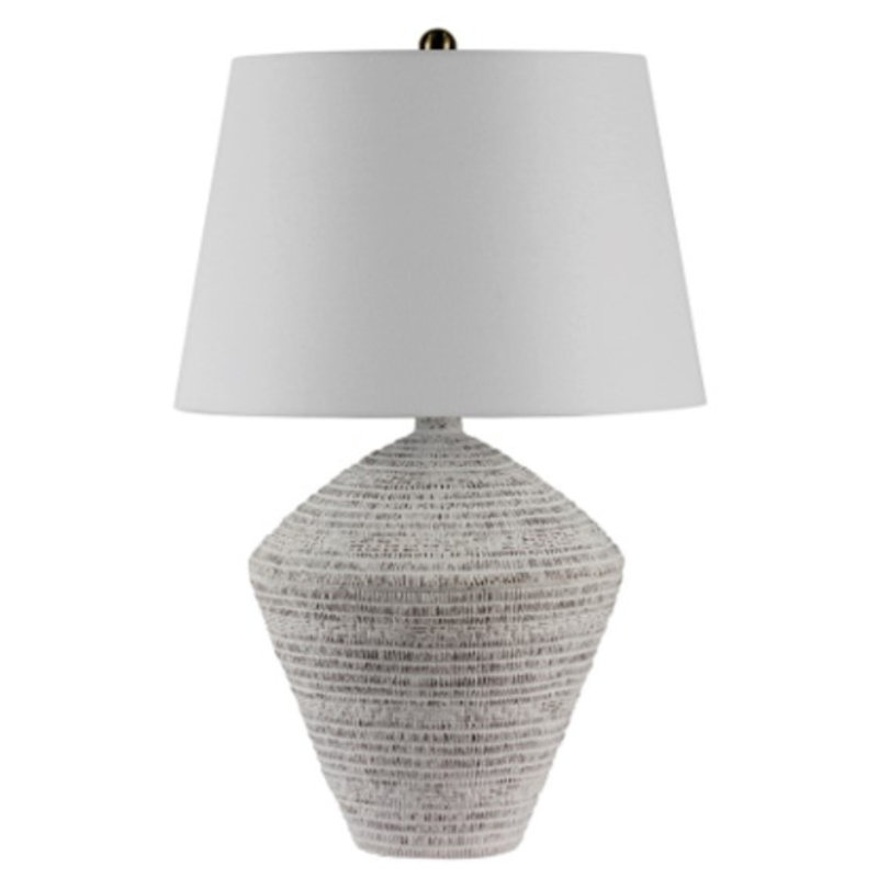 Eclipse Concrete Table Lamp with Textured Base and White Shade, Modern
