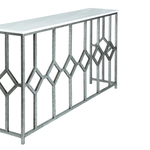 Napoleon Large Console (72"L), Royal Silver, Carrera Marble