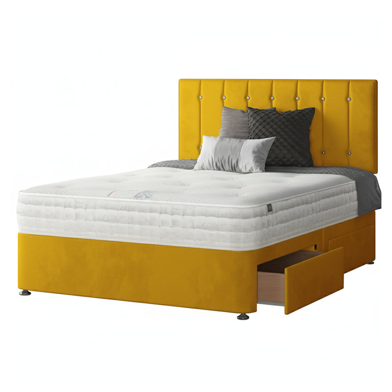 Fairley Divan Bed Base, Double (4'6), Turmeric, 4 Drawers