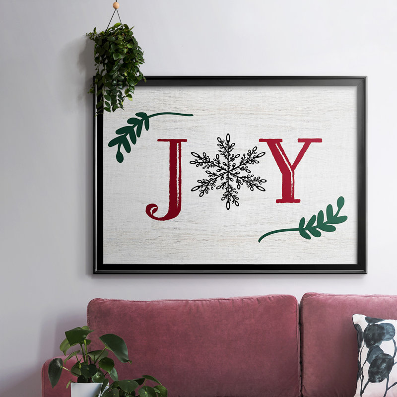 Joy, flocon de neige, Toile encadrée noire, H 26 po x l 38 po x P 1,5 po