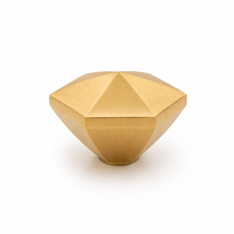 Faceted Hexagonal Solid Brass Cabinet Knob