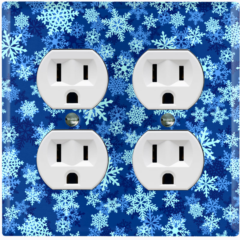 Metal Light Switch Plate Outlet Cover (Christmas Blue Ice Snow Flakes - Single Toggle)