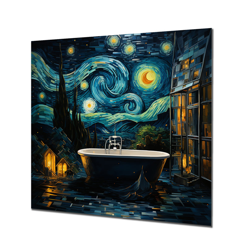 Blue Starlight Bathroom  III - Raven Animal Metal Wall Art, 36" H x 36" W